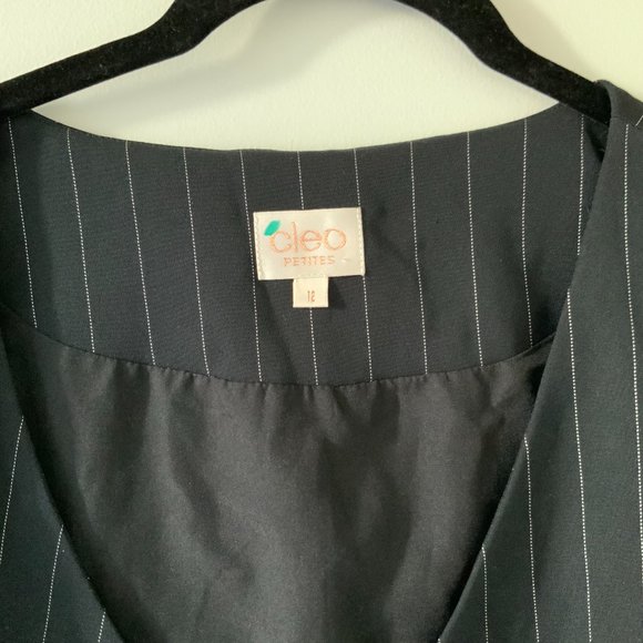 Vintage Cleo Petites Pinstriped Lined Dress Vest (Size 12) - Picture 2 of 7